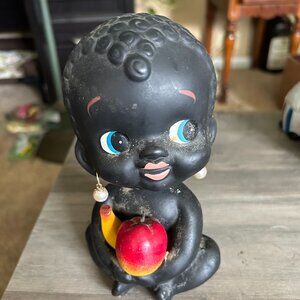 Black Americana Kenmar nodder bobblehead bank girl with earrings no stopper